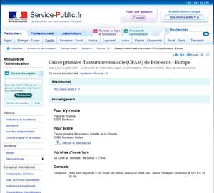Site CPAM Bordeaux