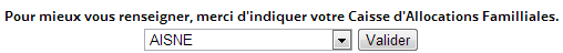 Vous pouvez sélectionner votre CAF pour mieux vous renseigner sur le site d'information VACAF 