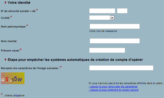 Accédez au formulaire de demande d'un nouveau code d'accès sur IRCANTEC