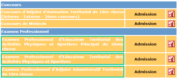 Résultats des concours et examens du CDG 48 